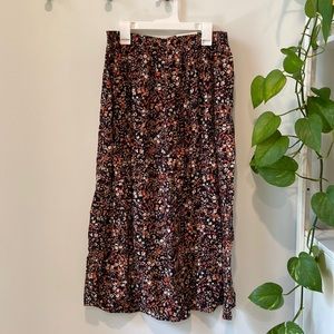 Old Navy Black Floral Midi Skirt NWT
